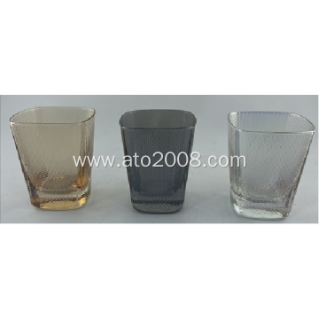 Tumbler Square Glass With Pinhole Electroplate Color